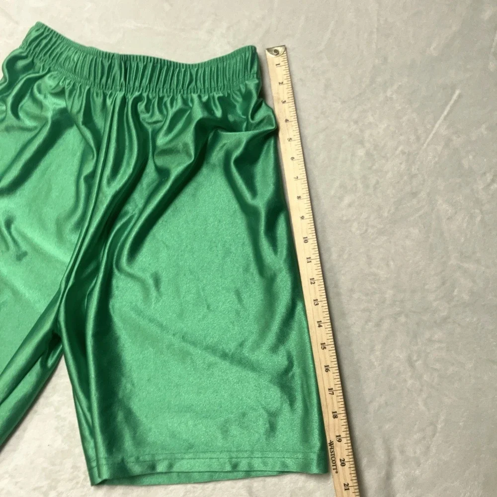 Vintage Made in Canada Shiny Silky Dazzle Shorts Mens Large Green Baggy Y2K 90s - Picture 4 of 8